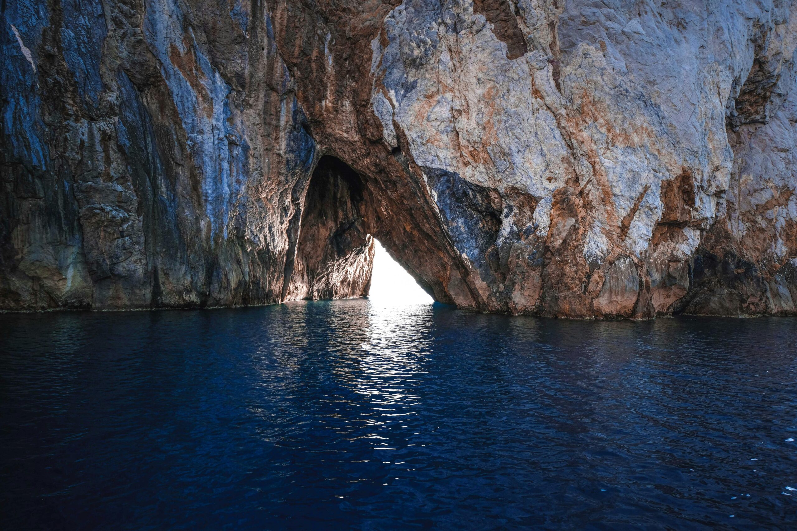 Entrance of the Blue Grotto sea cave in Capri