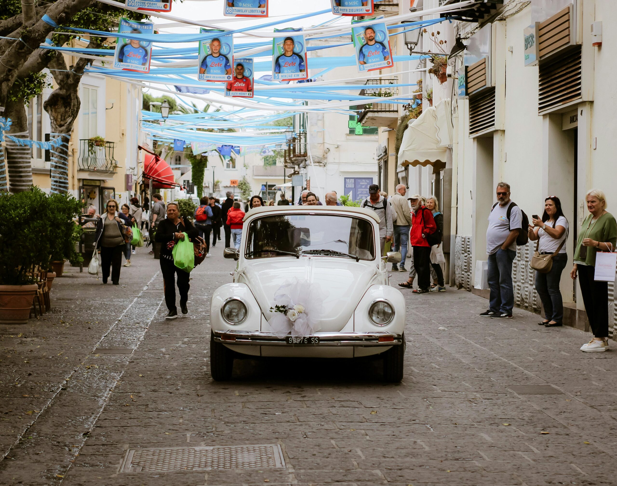 Tourists visiting the Piazzetta square in Capri
